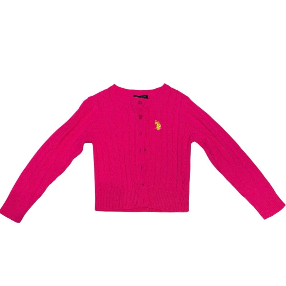 U.S. POLO ASSN. Girls 4 Cardigan Fisherman Cable Knit  Preppy School‎ Casual